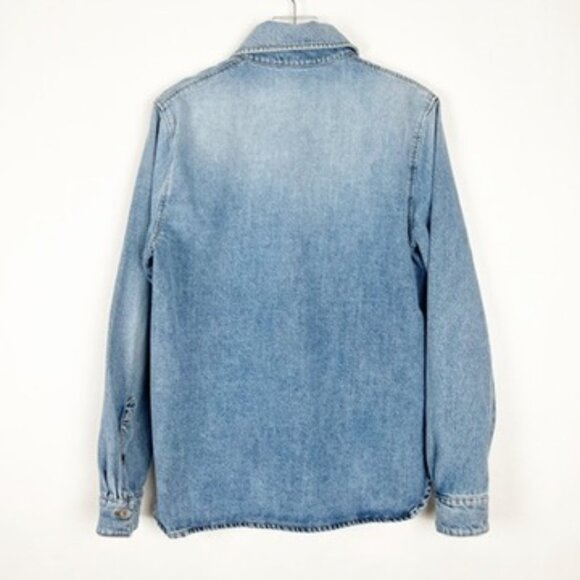 NWOT SÉFR Woody Denim Jean Shirt Men's Size Large In Rancher Blue Made In Italy - Picture 13 of 15